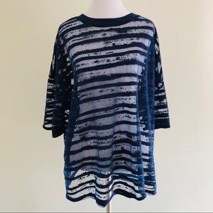 ASOS Oversized Mesh & Navy Stripe T-shirt